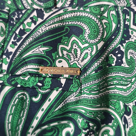 Michael Michael Kors Womens Green Paisley Ankle Pants Slim Fit Cotton Size 12 - Picture 11 of 14